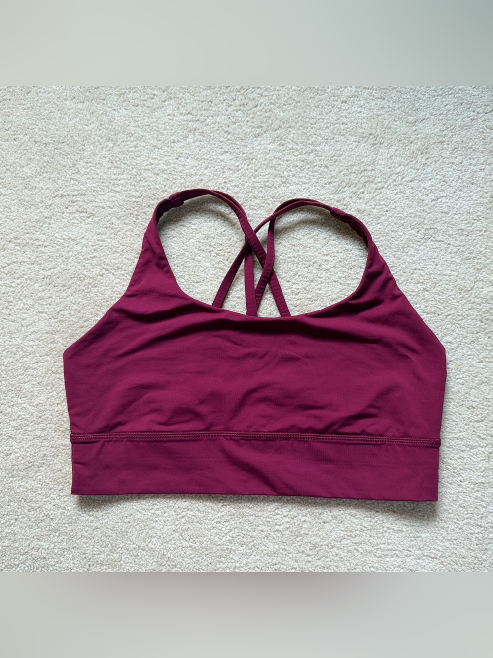 Lululemon‎ Energy Bra Long Line Strappy Back Burgundy Size 12